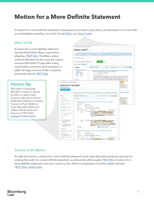Screenshots of litigation problems solved