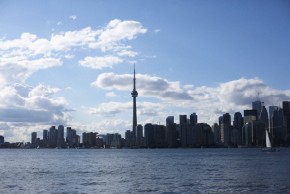 View of Lake Ontario and Toronto city skyline, Canada