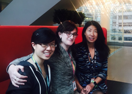 (from left): Bloomberg Women in Technology (BWIT) Co-Founders Cheryl Quah, Esther Kundin,  Yunfei Xu