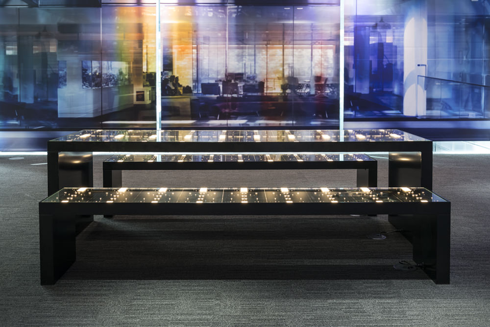 Stuart Haygarth's 'Starboard' illuminates 76 reclaimed Bloomberg keyboard panels