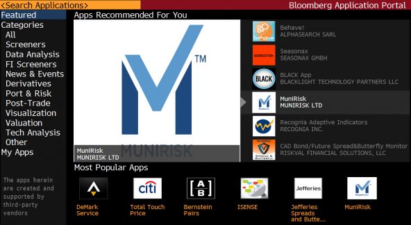 MuniRisk is available on the Bloomberg App Portal at {APPS CREDIT}