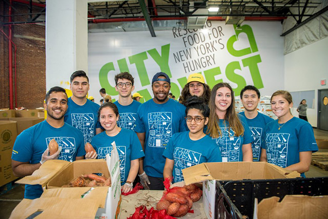 Bloomberg interns sorted and packed 10,000 pounds of food