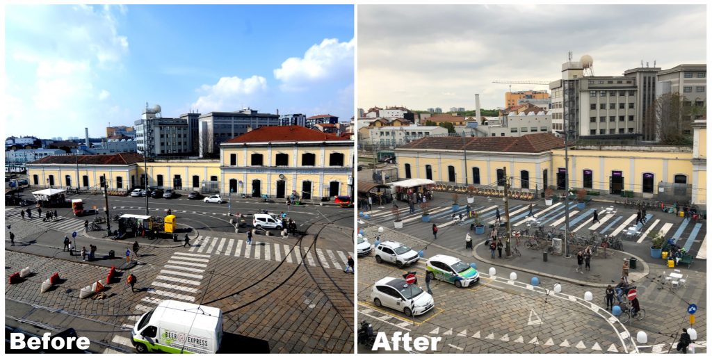 Piazza Genova before and after the transformation