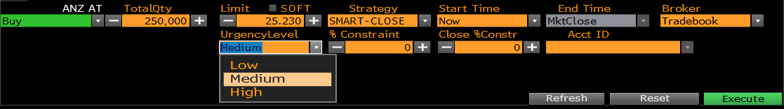Figure 3. Urgency level drop-down selection of Smart Close ticket on GTMQ.